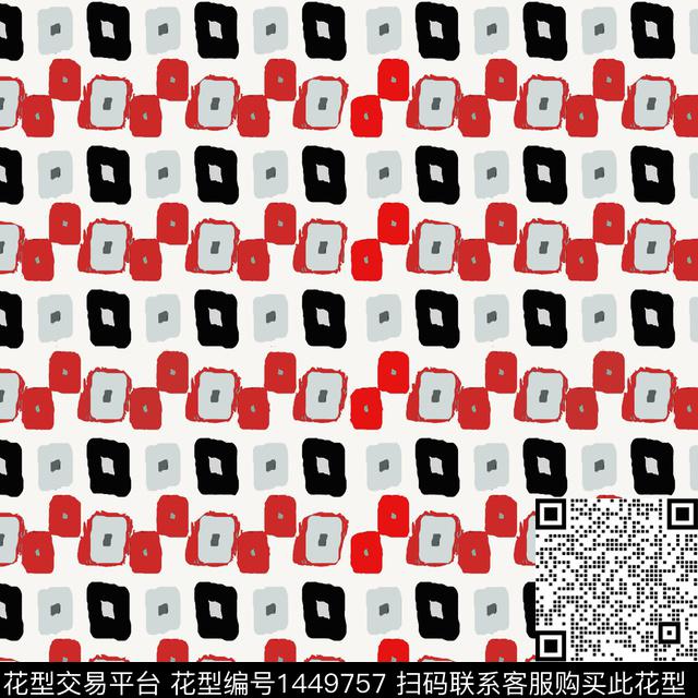 格子几何大牌风传统印花华亿平台下载（图片编号: 1449757） - 瓦栏（Walan）