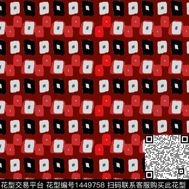 格子几何大牌风传统印花华亿平台下载（图片编号: 1449758） - 瓦栏（Walan）