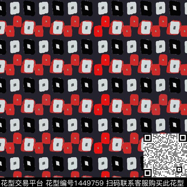 格子几何大牌风传统印花华亿平台下载（图片编号: 1449759） - 瓦栏（Walan）