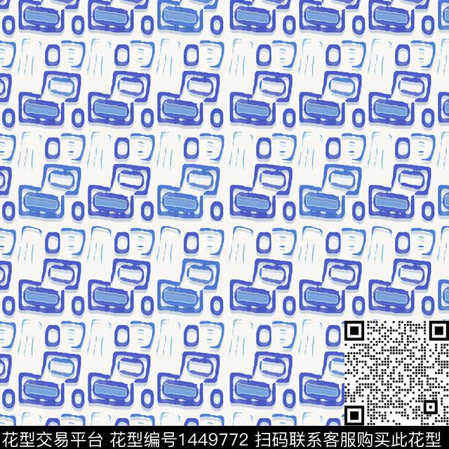 格子几何大牌风传统印花华亿平台下载（图片编号: 1449772） - 瓦栏（Walan）