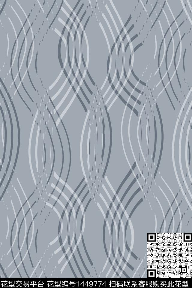 线条肌理日韩数码印花华亿平台下载（图片编号: 1449774） - 瓦栏（Walan）