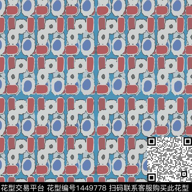 格子几何大牌风传统印花华亿平台下载（图片编号: 1449778） - 瓦栏（Walan）