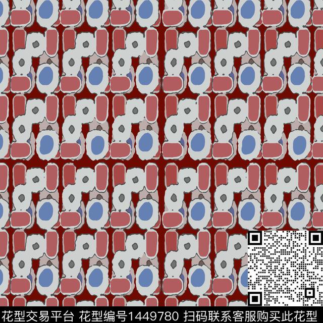 格子几何大牌风传统印花华亿平台下载（图片编号: 1449780） - 瓦栏（Walan）