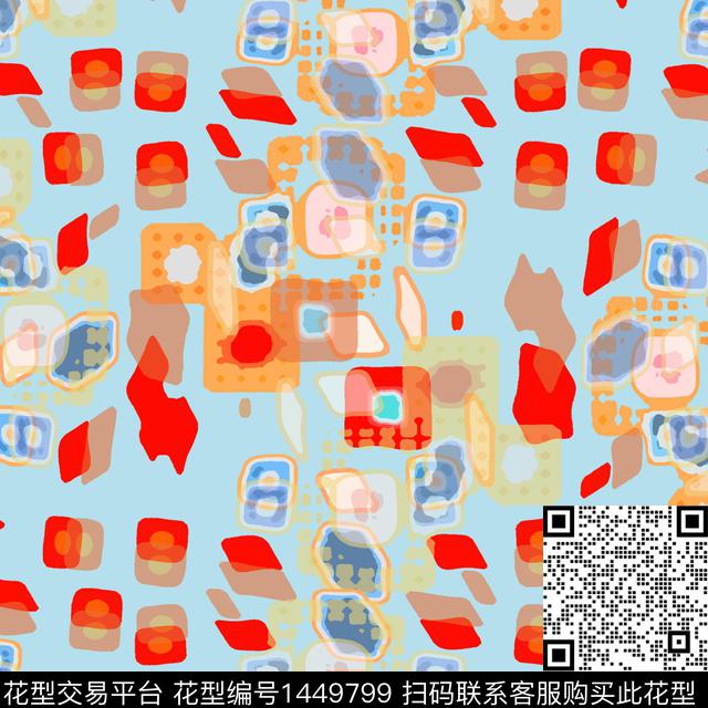 格子几何大牌风数码印花华亿平台下载（图片编号: 1449799） - 瓦栏（Walan）