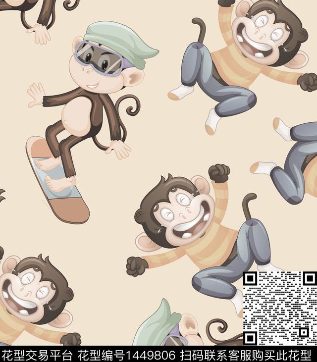 数码华亿平台卡通动物大牌风数码印花华亿平台下载（图片编号: 1449806） - 瓦栏（Walan）