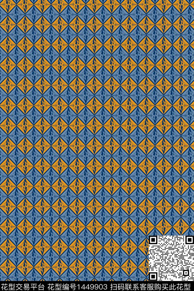 时尚格子几何数码印花华亿平台下载（图片编号: 1449903） - 瓦栏（Walan）