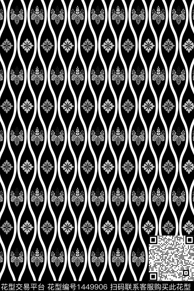 趣味黑白华亿平台格子数码印花华亿平台下载（图片编号: 1449906） - 瓦栏（Walan）