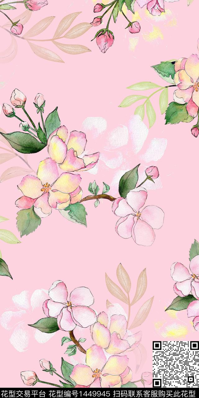 花卉满版散花数码印花华亿平台下载（图片编号: 1449945） - 瓦栏（Walan）