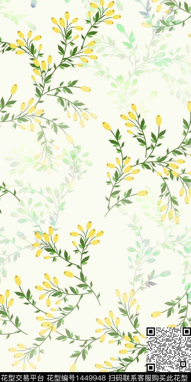 撞色花卉小碎花数码印花华亿平台下载（图片编号: 1449948） - 瓦栏（Walan）