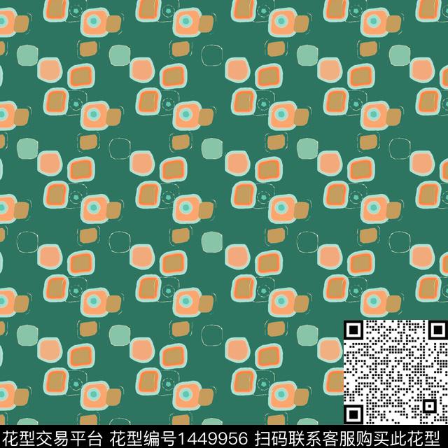 格子几何大牌风数码印花华亿平台下载（图片编号: 1449956） - 瓦栏（Walan）