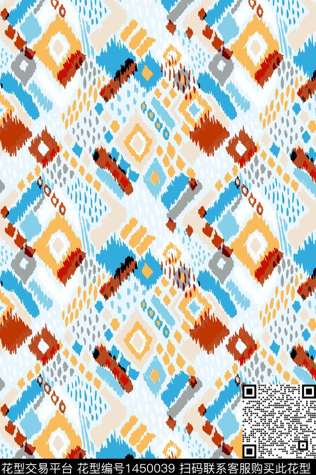 几何传统纹样大牌风传统印花华亿平台下载（图片编号: 1450039） - 瓦栏（Walan）