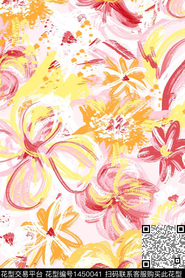时尚清爽底花卉花卉传统印花华亿平台下载（图片编号: 1450041） - 瓦栏（Walan）