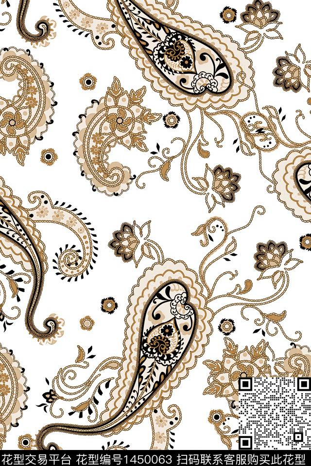 时尚佩斯利真丝数码印花华亿平台下载（图片编号: 1450063） - 瓦栏（Walan）