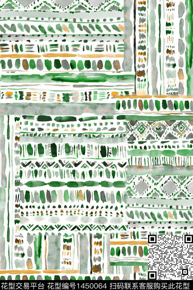 几何小清新真丝数码印花华亿平台下载（图片编号: 1450064） - 瓦栏（Walan）