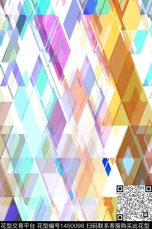 肌理几何炫彩数码印花华亿平台下载（图片编号: 1450098） - 瓦栏（Walan）