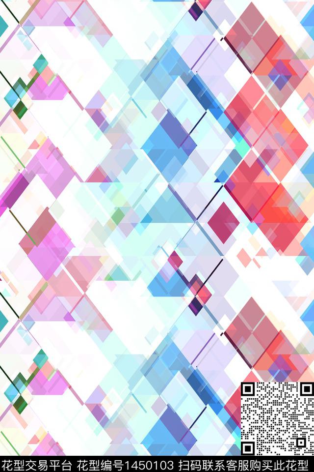 肌理几何炫彩数码印花华亿平台下载（图片编号: 1450103） - 瓦栏（Walan）