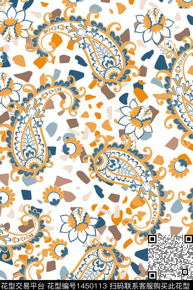 女装佩斯利花卉数码印花华亿平台下载（图片编号: 1450113） - 瓦栏（Walan）