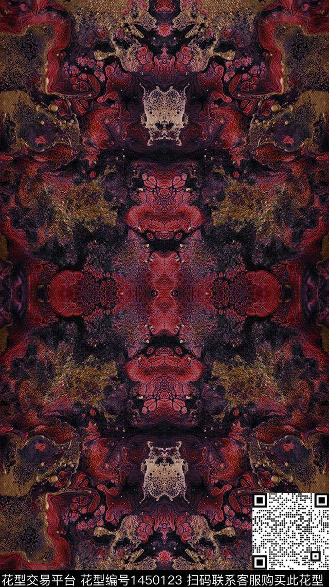 肌理女装抽象数码印花华亿平台下载（图片编号: 1450123） - 瓦栏（Walan）