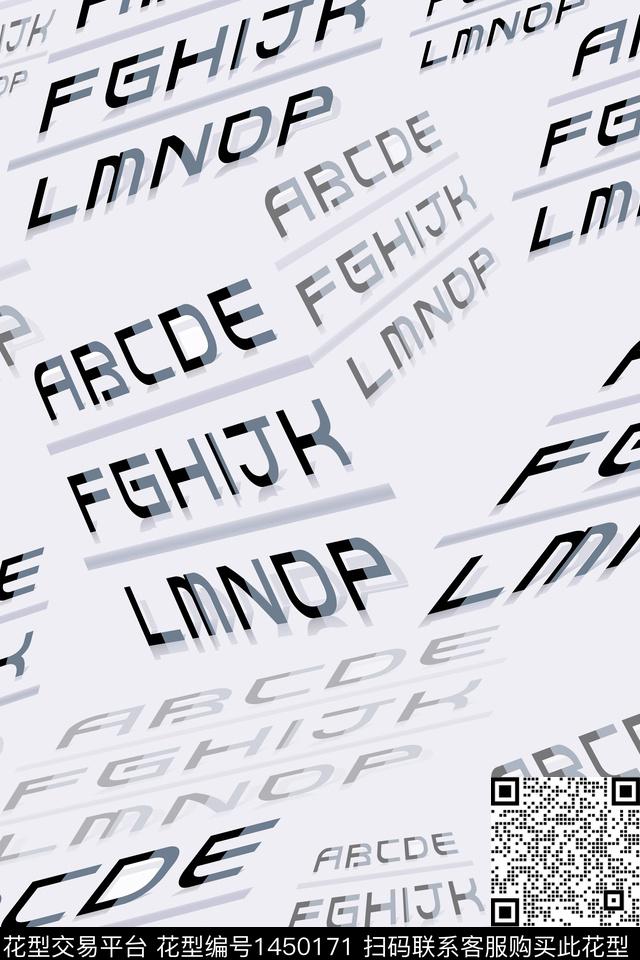 日韩线条文字数码印花华亿平台下载（图片编号: 1450171） - 瓦栏（Walan）
