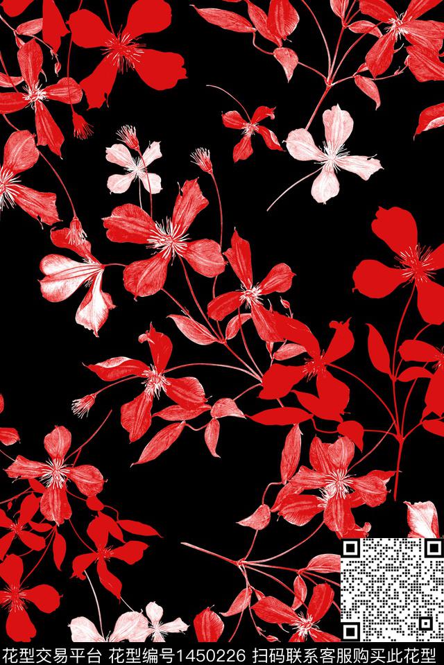 几何绿植树叶花卉数码印花华亿平台下载（图片编号: 1450226） - 瓦栏（Walan）