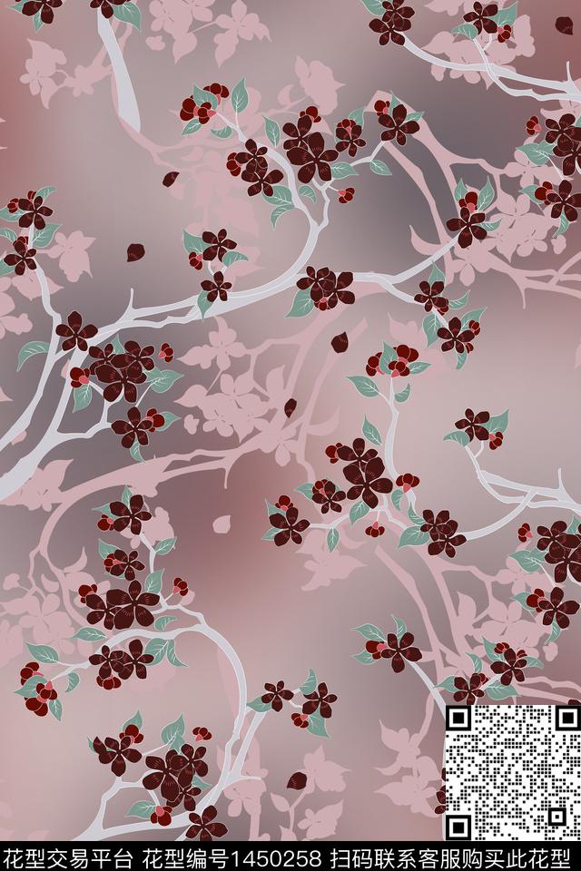 渐变春夏华亿平台真丝数码印花华亿平台下载（图片编号: 1450258） - 瓦栏（Walan）