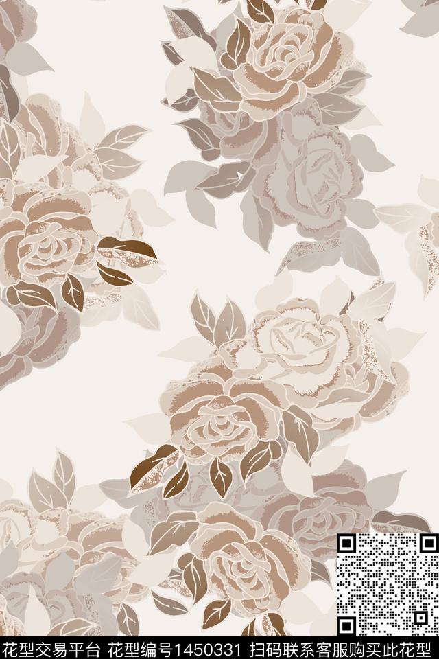 民族风花卉香云纱数码印花华亿平台下载（图片编号: 1450331） - 瓦栏（Walan）