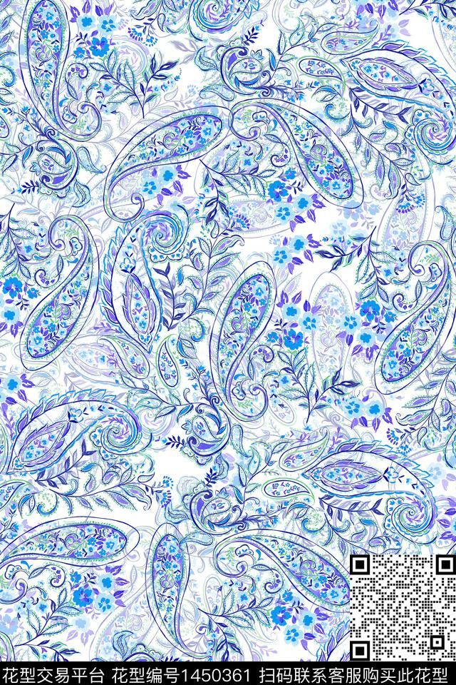 佩斯利民族风大牌风数码印花华亿平台下载（图片编号: 1450361） - 瓦栏（Walan）