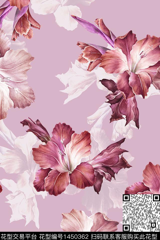 清爽底花卉大牌风小清新数码印花华亿平台下载（图片编号: 1450362） - 瓦栏（Walan）