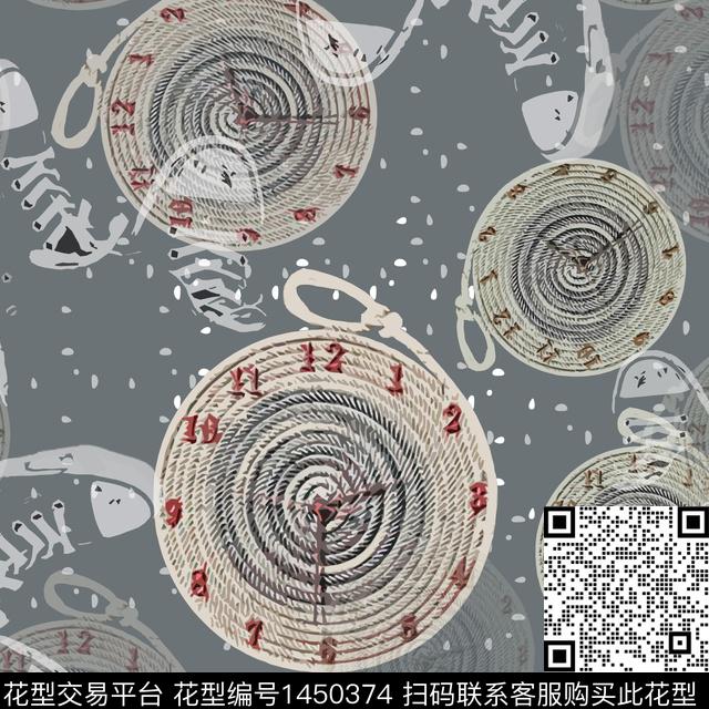 圆形趣味表传统印花华亿平台下载（图片编号: 1450374） - 瓦栏（Walan）