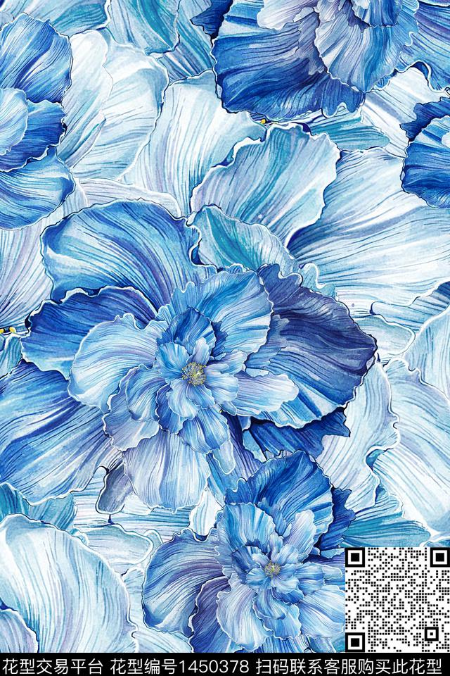 抽象花卉花卉大牌风数码印花华亿平台下载（图片编号: 1450378） - 瓦栏（Walan）