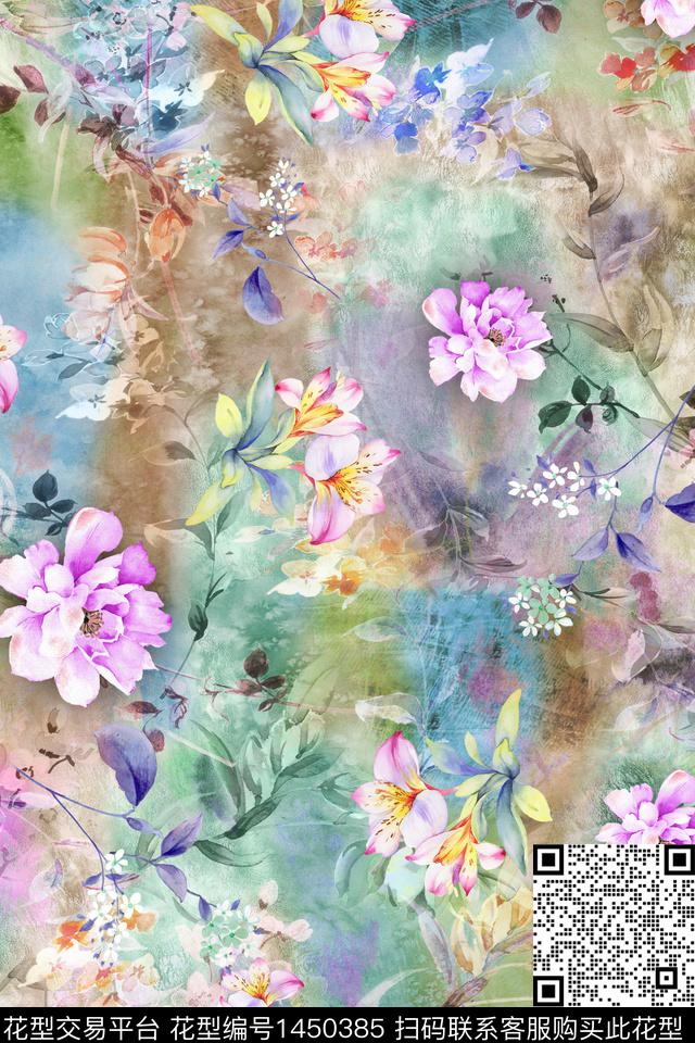 女装花卉香云纱数码印花华亿平台下载（图片编号: 1450385） - 瓦栏（Walan）