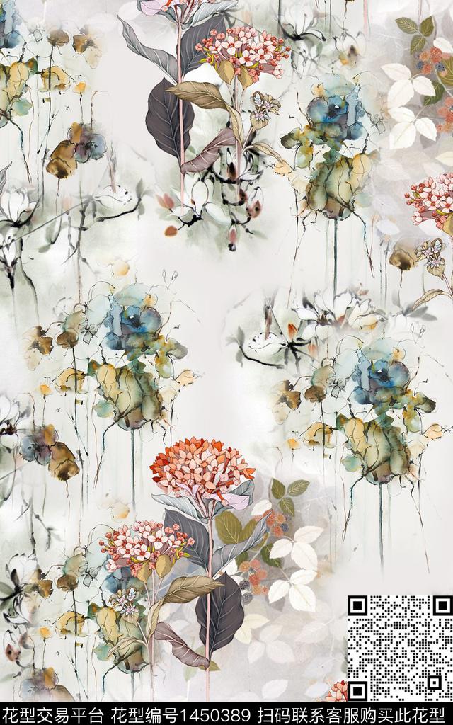 数码华亿平台花卉手绘数码印花华亿平台下载（图片编号: 1450389） - 瓦栏（Walan）