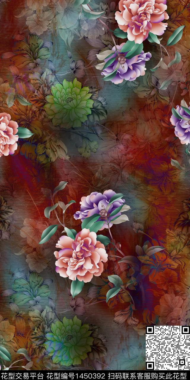 女装花卉香云纱数码印花华亿平台下载（图片编号: 1450392） - 瓦栏（Walan）