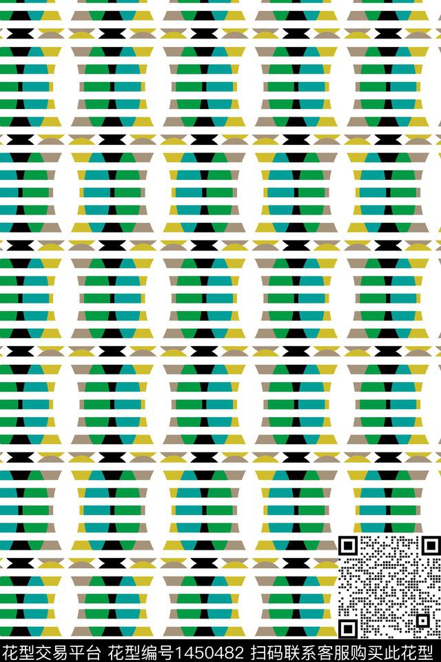趣味绿色格子数码印花华亿平台下载（图片编号: 1450482） - 瓦栏（Walan）