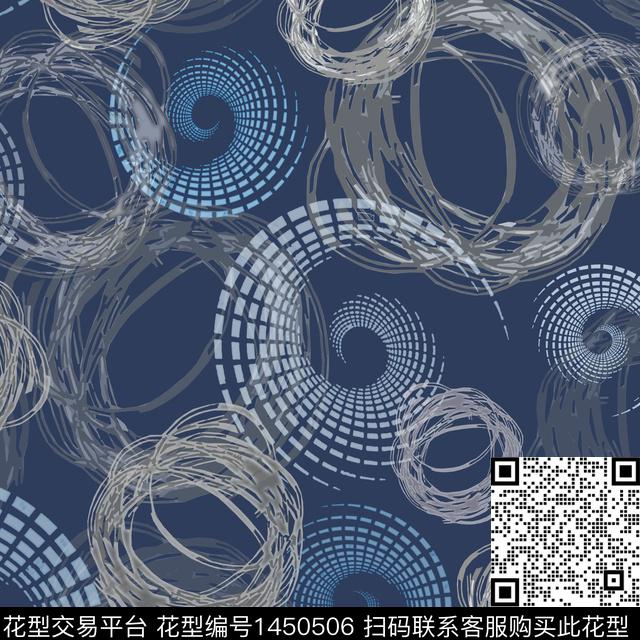 线条几何圆形数码印花华亿平台下载（图片编号: 1450506） - 瓦栏（Walan）