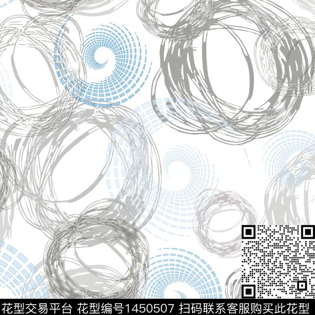 线条几何圆形数码印花华亿平台下载（图片编号: 1450507） - 瓦栏（Walan）