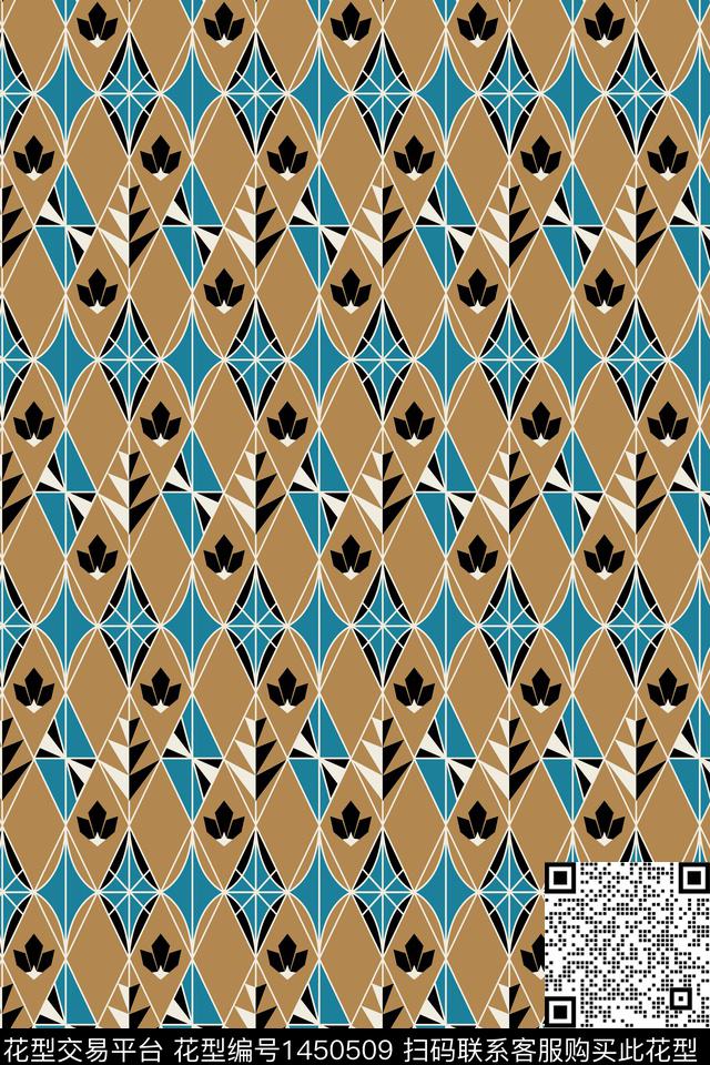 大牌风格子几何数码印花华亿平台下载（图片编号: 1450509） - 瓦栏（Walan）