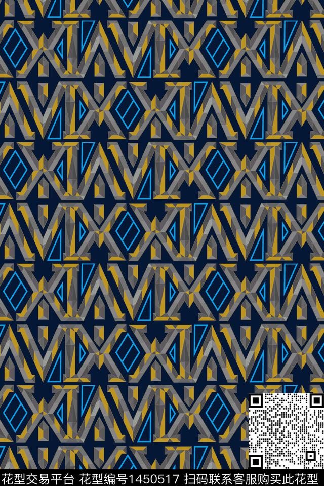 字母格子几何数码印花华亿平台下载（图片编号: 1450517） - 瓦栏（Walan）