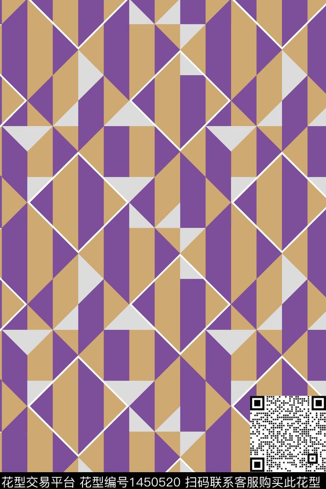 几何格子年轻女性数码印花华亿平台下载（图片编号: 1450520） - 瓦栏（Walan）