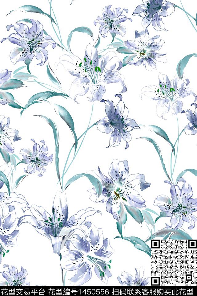 水彩绿植树叶雪纺数码印花华亿平台下载（图片编号: 1450556） - 瓦栏（Walan）