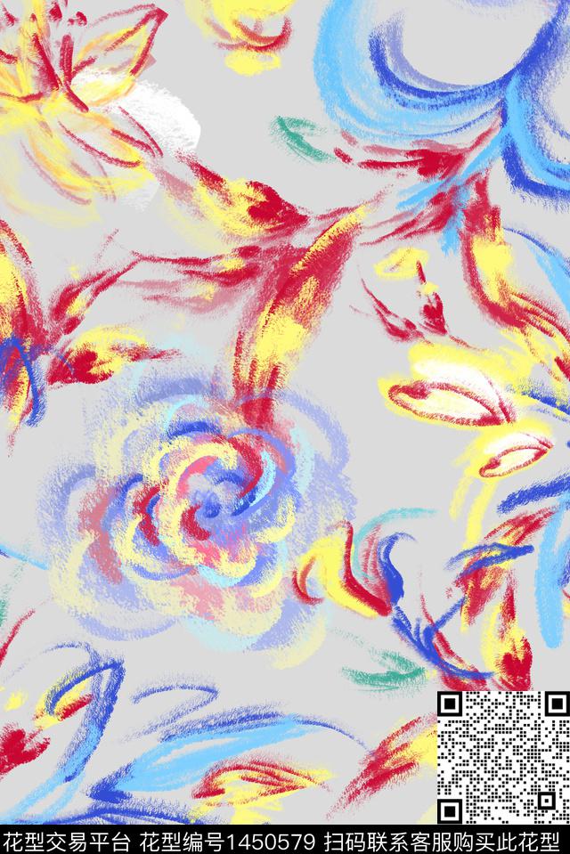 清爽底花卉花卉年轻女性传统印花华亿平台下载（图片编号: 1450579） - 瓦栏（Walan）