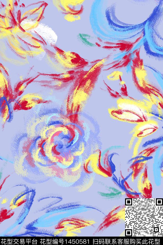 清爽底花卉花卉年轻女性传统印花华亿平台下载（图片编号: 1450581） - 瓦栏（Walan）