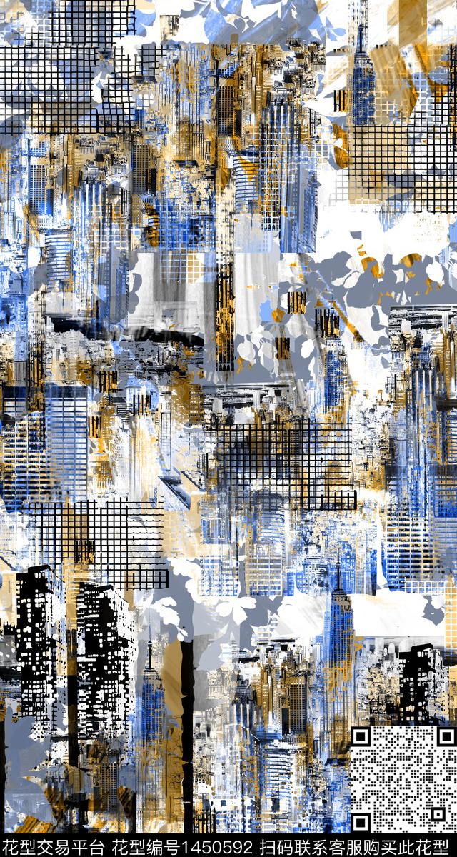 肌理抽象真丝数码印花华亿平台下载（图片编号: 1450592） - 瓦栏（Walan）