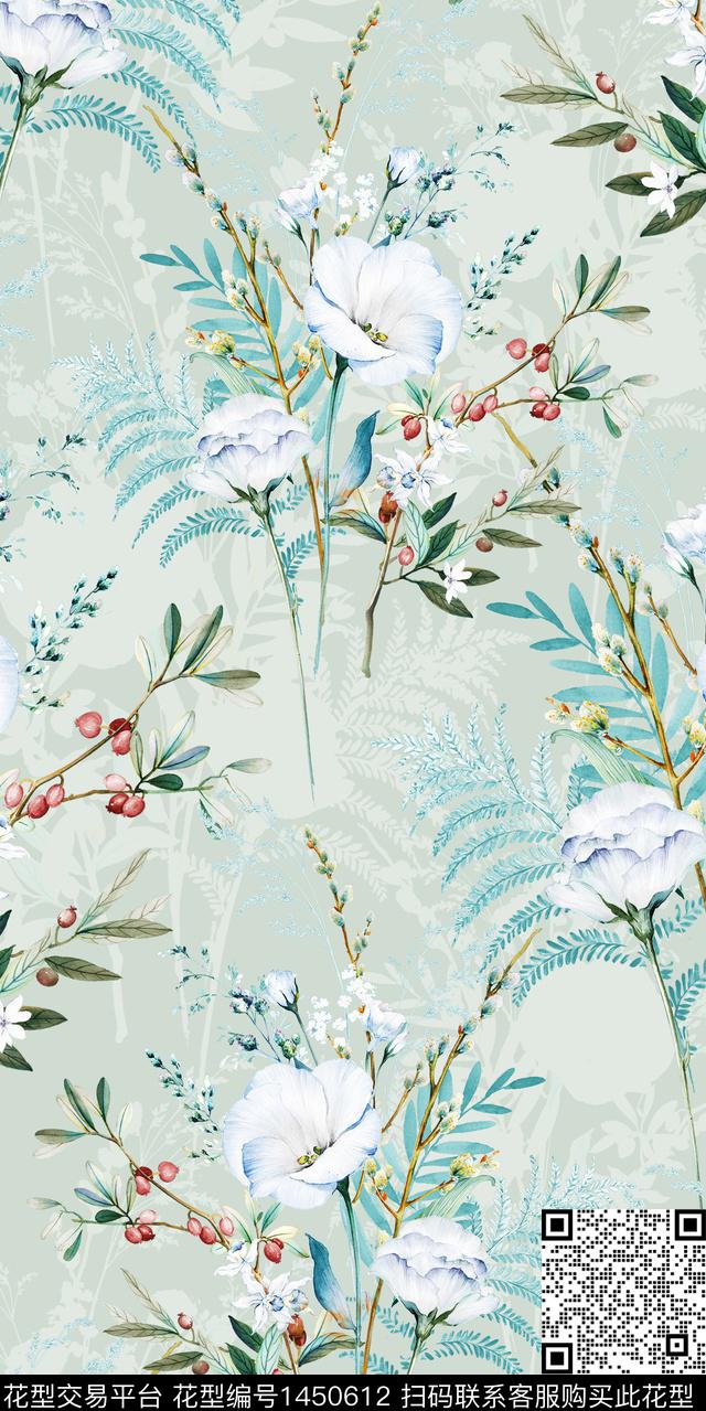 花卉年轻女性大牌风数码印花华亿平台下载（图片编号: 1450612） - 瓦栏（Walan）