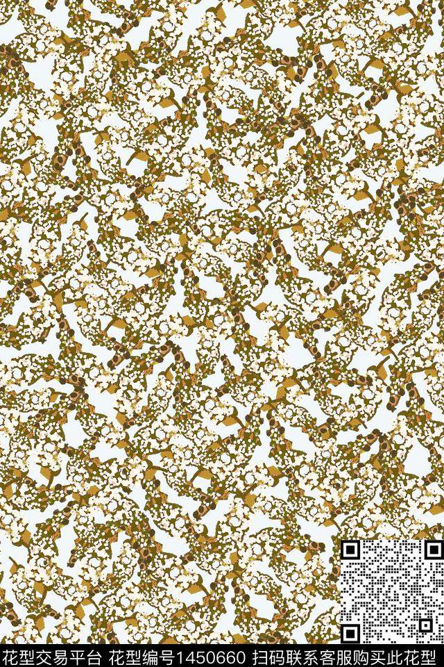 日韩抽象花卉小清新数码印花华亿平台下载（图片编号: 1450660） - 瓦栏（Walan）