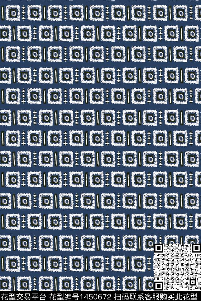 趣味格子几何数码印花华亿平台下载（图片编号: 1450672） - 瓦栏（Walan）