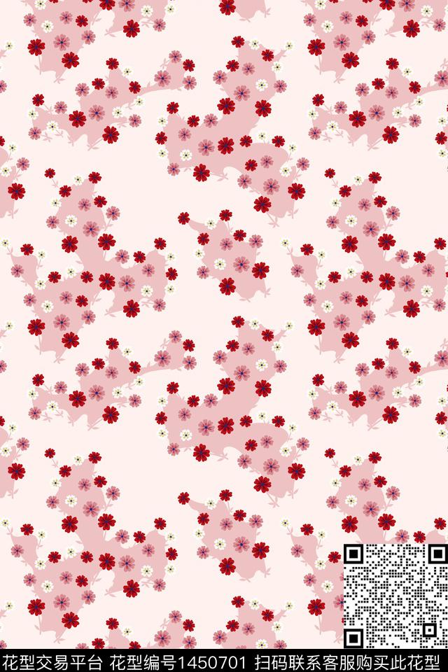 连衣裙几何花卉植物数码印花华亿平台下载（图片编号: 1450701） - 瓦栏（Walan）