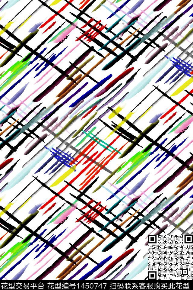 手绘水墨风炫彩数码印花华亿平台下载（图片编号: 1450747） - 瓦栏（Walan）