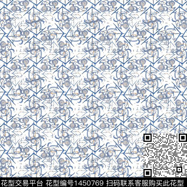 圆形大牌风抽象传统印花华亿平台下载（图片编号: 1450769） - 瓦栏（Walan）