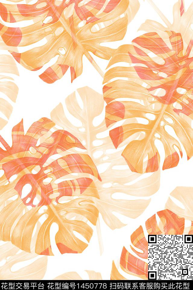 肌理绿植树叶雪纺数码印花华亿平台下载（图片编号: 1450778） - 瓦栏（Walan）